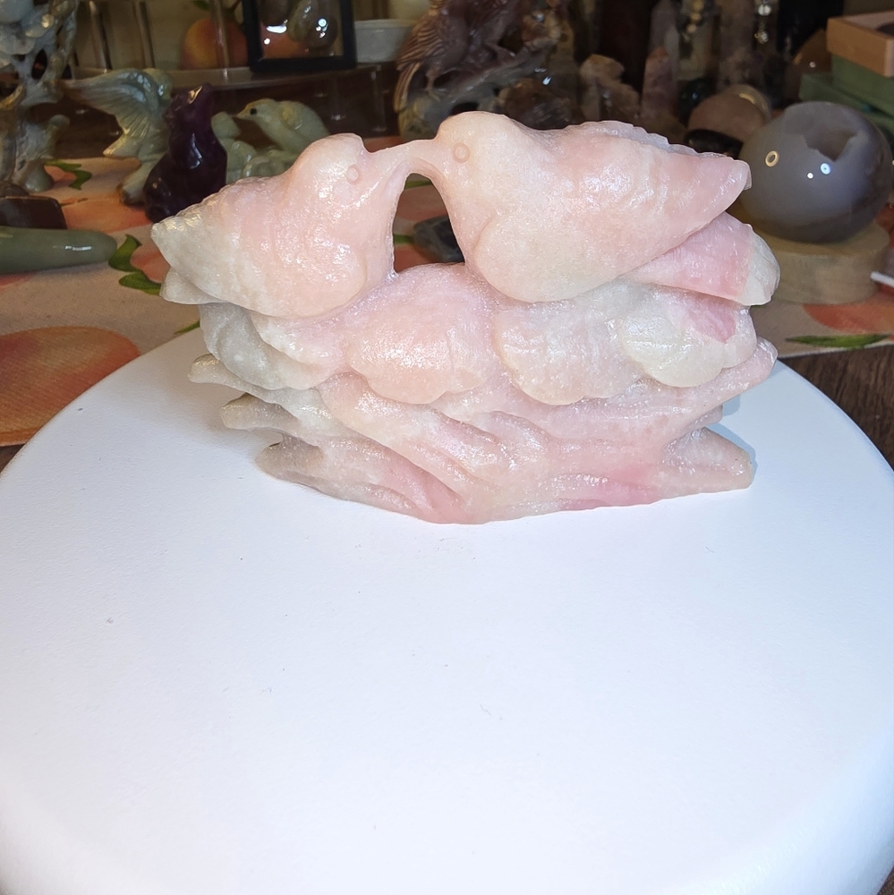 Pink Opal Crystal Bird Carving